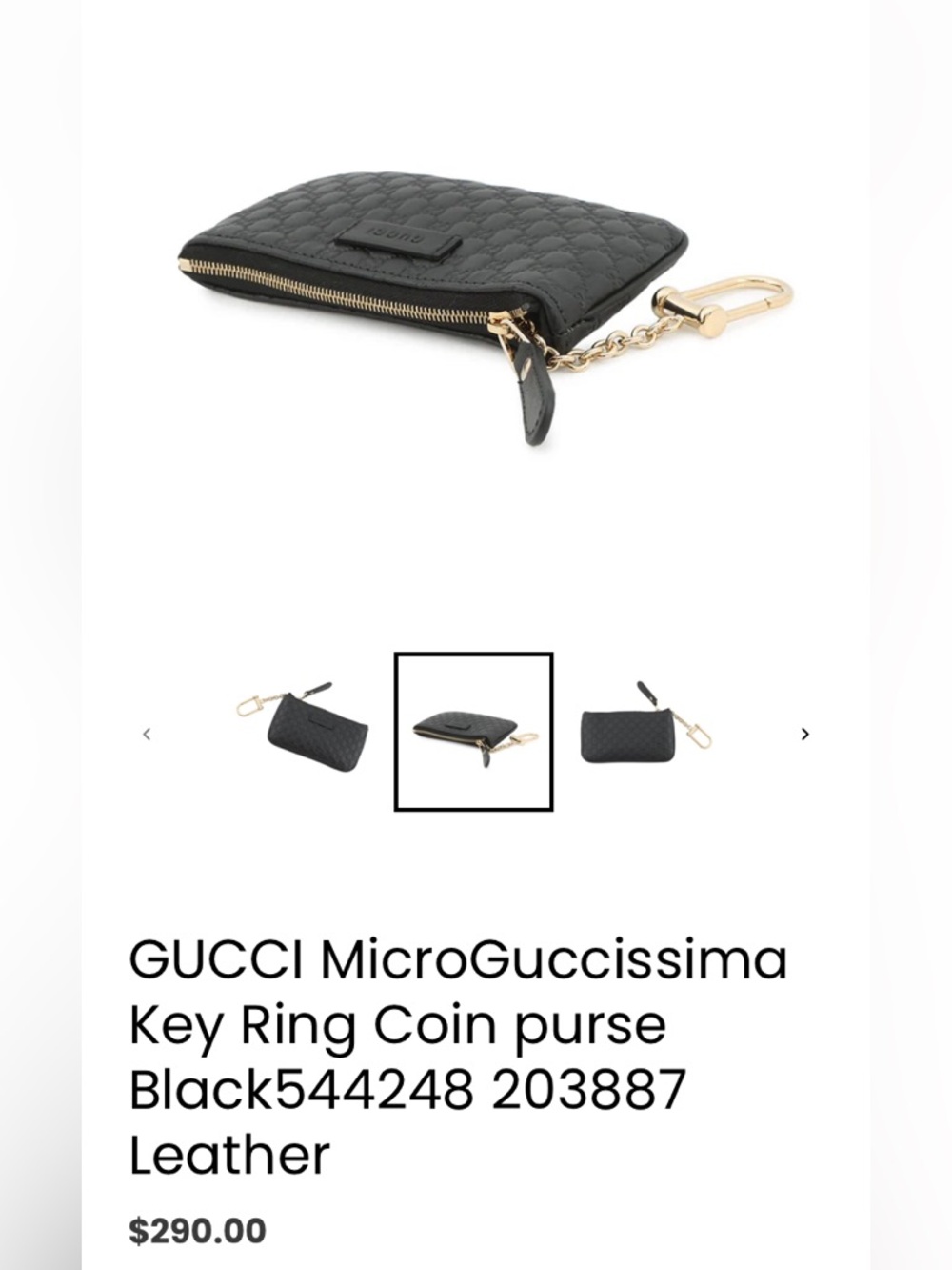 Gucci MicroGuccissima Black Quilted GG Mini Coin/Key with Gold Hardware - Picture 17 of 17